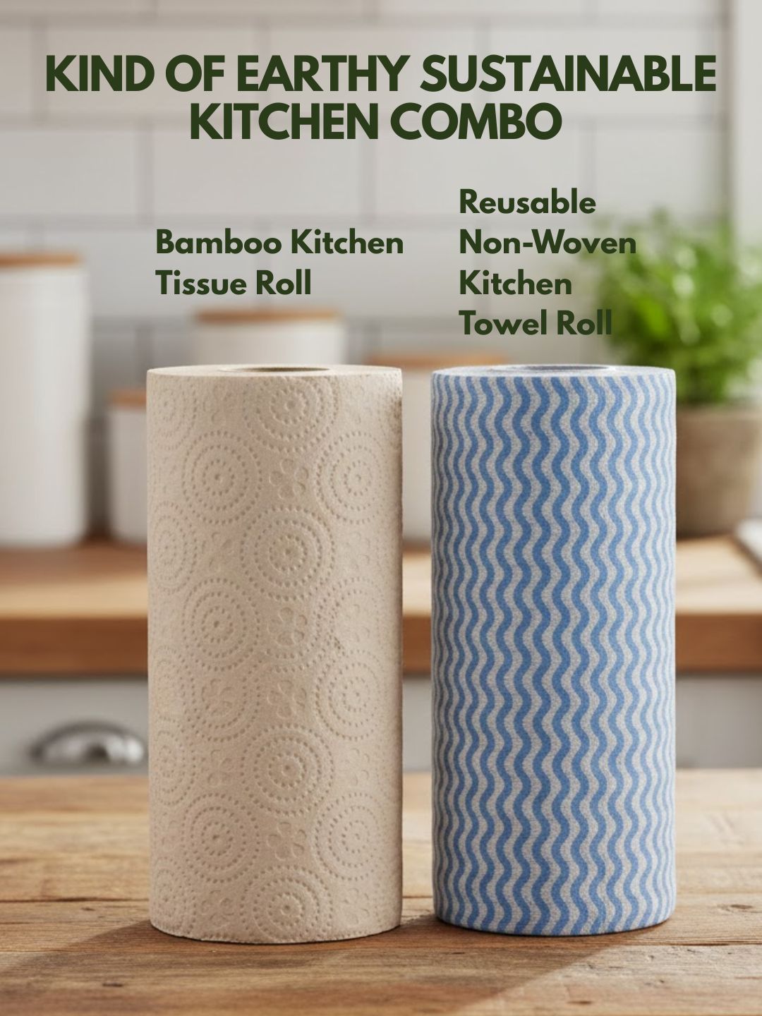 Reusable Kitchen Towel Roll Pack of 2 | Non - Woven | 80 Pulls Each – Kitchen Tools on Brown Living™. SKU: KOE023-BKT-2. Img 3.