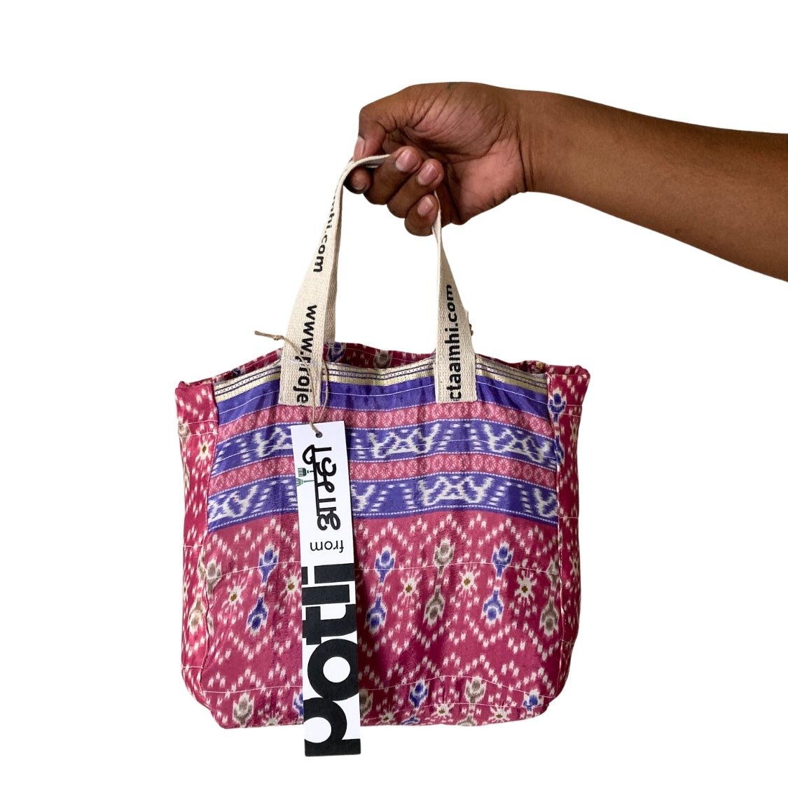 Reusable Tiffin Bag Upcycled Lunch Carry Bag – Bags on Brown Living™. SKU: ASWMPNK. Img 36.