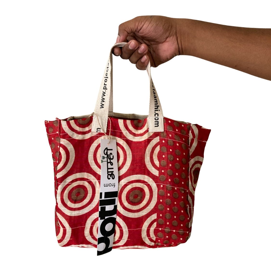 Reusable Tiffin Bag Upcycled Lunch Carry Bag – Bags on Brown Living™. SKU: ASWMRED. Img 41.