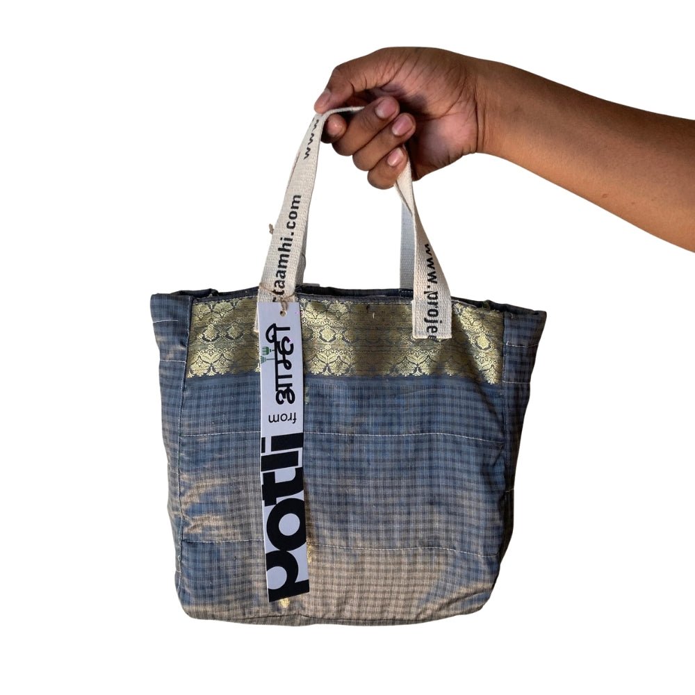 Reusable Tiffin Bag Upcycled Lunch Carry Bag – Bags on Brown Living™. SKU: ASWMTIFGREY. Img 18.