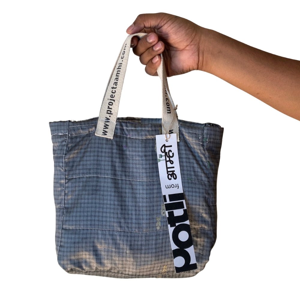 Reusable Tiffin Bag Upcycled Lunch Carry Bag – Bags on Brown Living™. SKU: ASWMTIFGREY. Img 16.