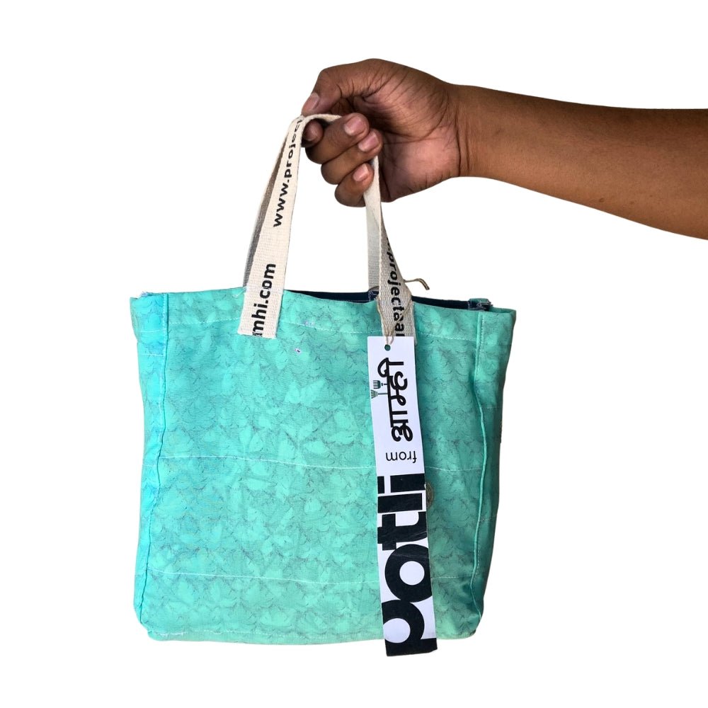 Reusable Tiffin Bag Upcycled Lunch Carry Bag – Bags on Brown Living™. SKU: ASWMTIFLTBLUE. Img 24.