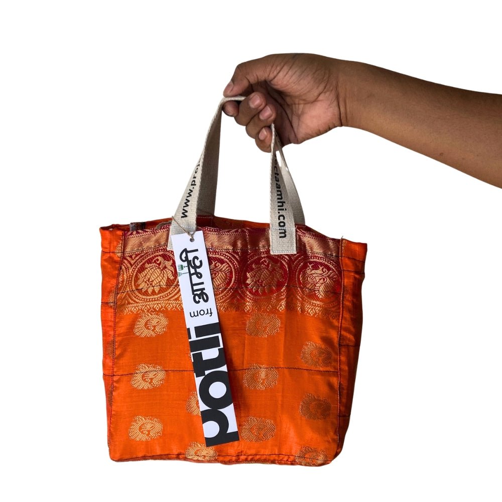 Reusable Tiffin Bag Upcycled Lunch Carry Bag – Bags on Brown Living™. SKU: ASWMTIFORAN. Img 30.