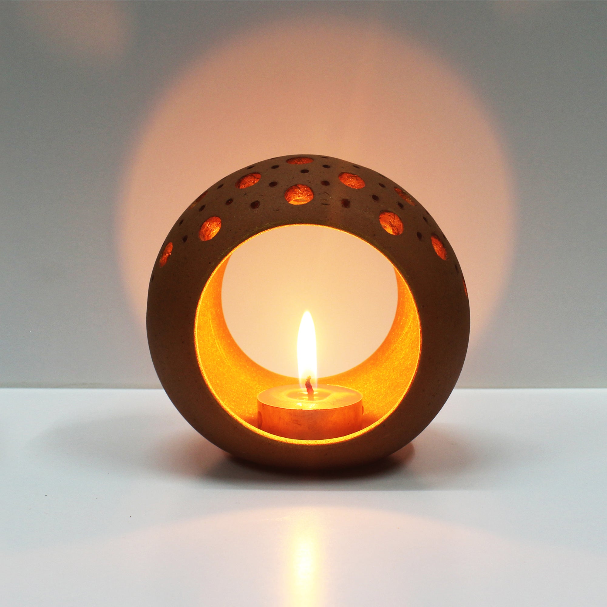 Ring Tea Light Holder with Soywax Tealights – Candles & Fragrances on Brown Living™. SKU: CH - RNG - L1. Img 7.