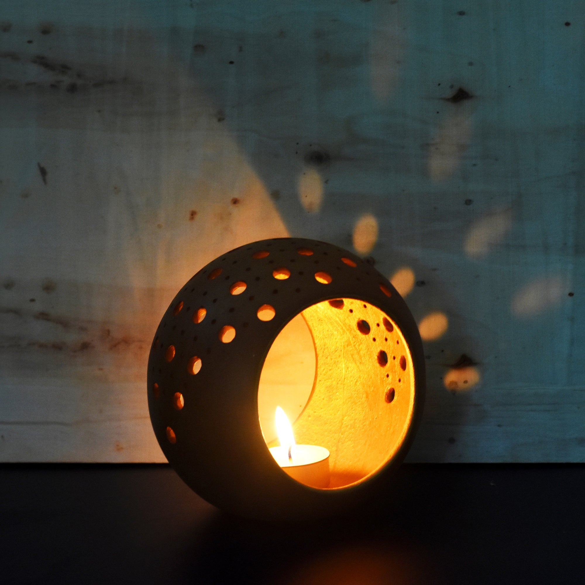 Ring Tea Light Holder with Soywax Tealights – Candles & Fragrances on Brown Living™. SKU: CH - RNG - L1. Img 5.