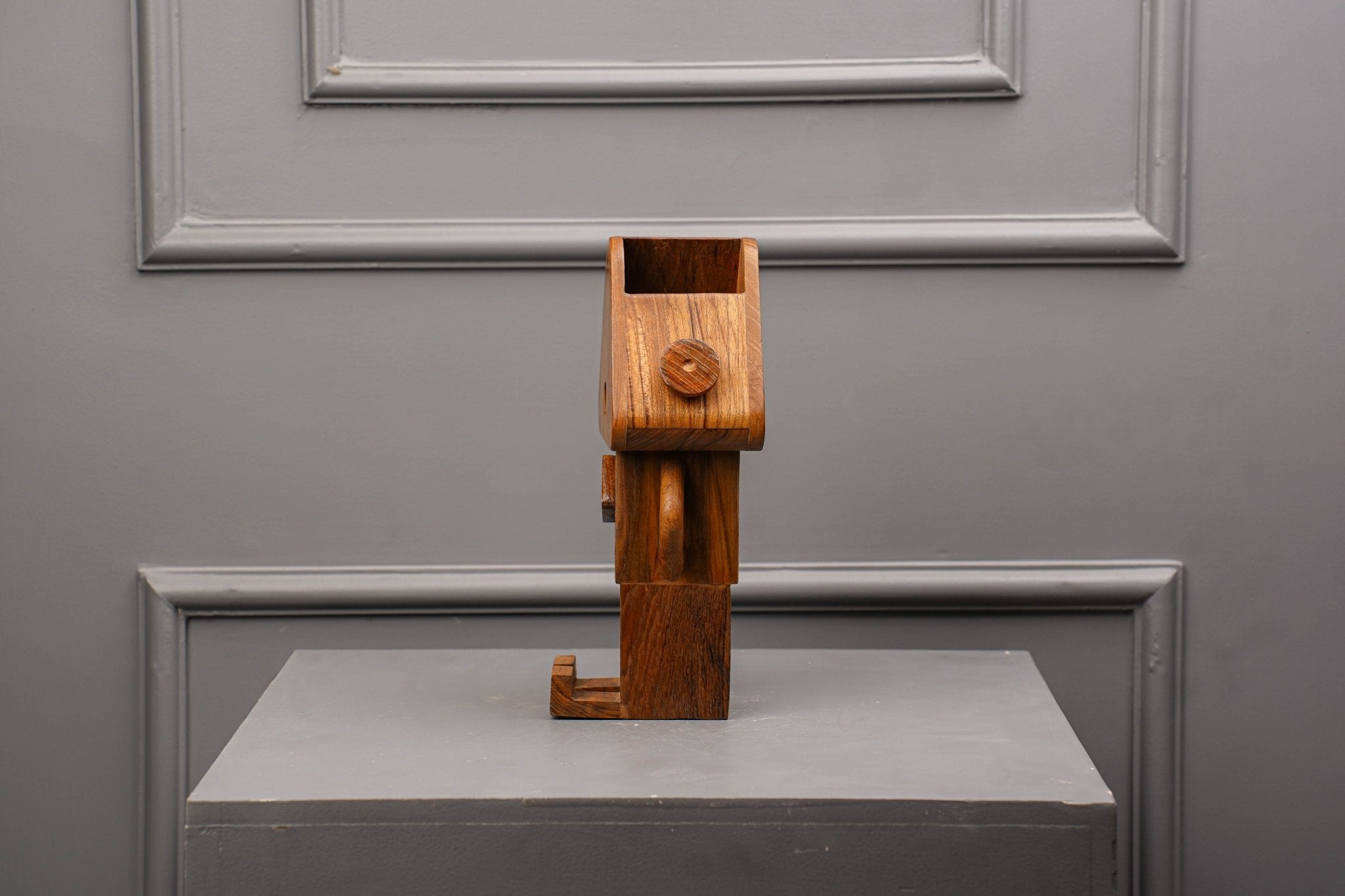 Robot Pen Holder | Wooden Desk Organizer | Creative Stationery Stand – Desk Organizers on Brown Living™. SKU: RN. Img 3.
