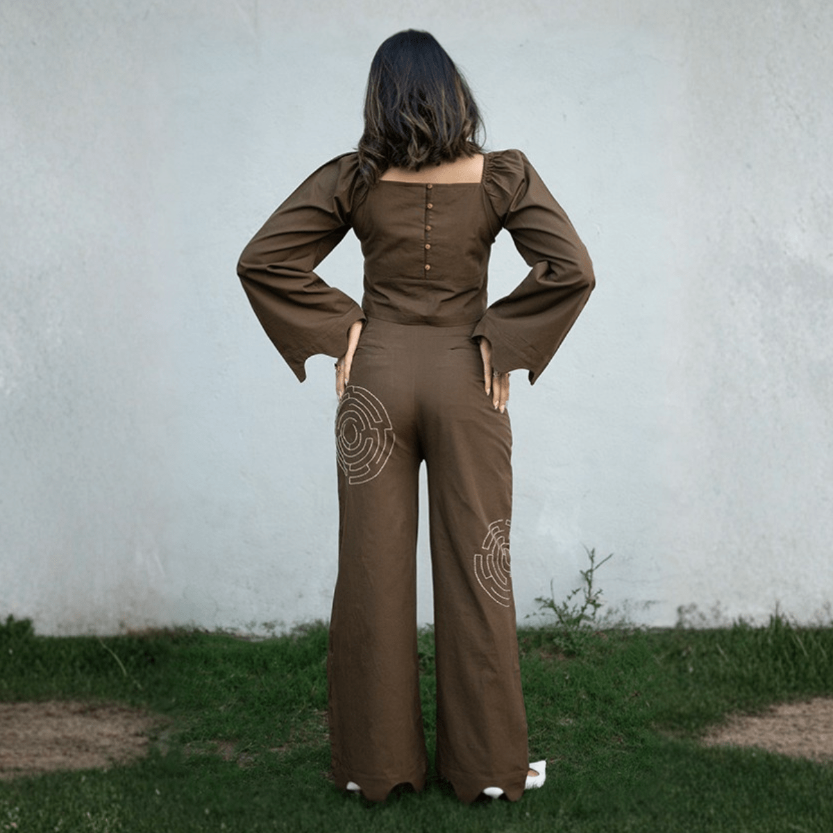 Rooted Whorls Embroidered Co - ord Set for Women | Contemporary Wear – Womens Co - Ord Sets on Brown Living™. SKU: AAYU-00101. Img 2.