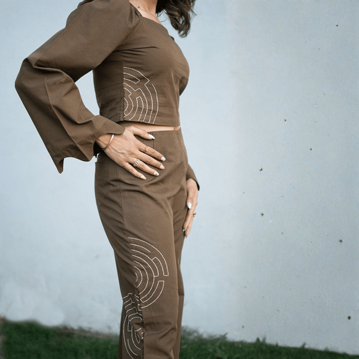 Rooted Whorls Embroidered Co - ord Set for Women | Contemporary Wear – Womens Co - Ord Sets on Brown Living™. SKU: AAYU-00101. Img 3.