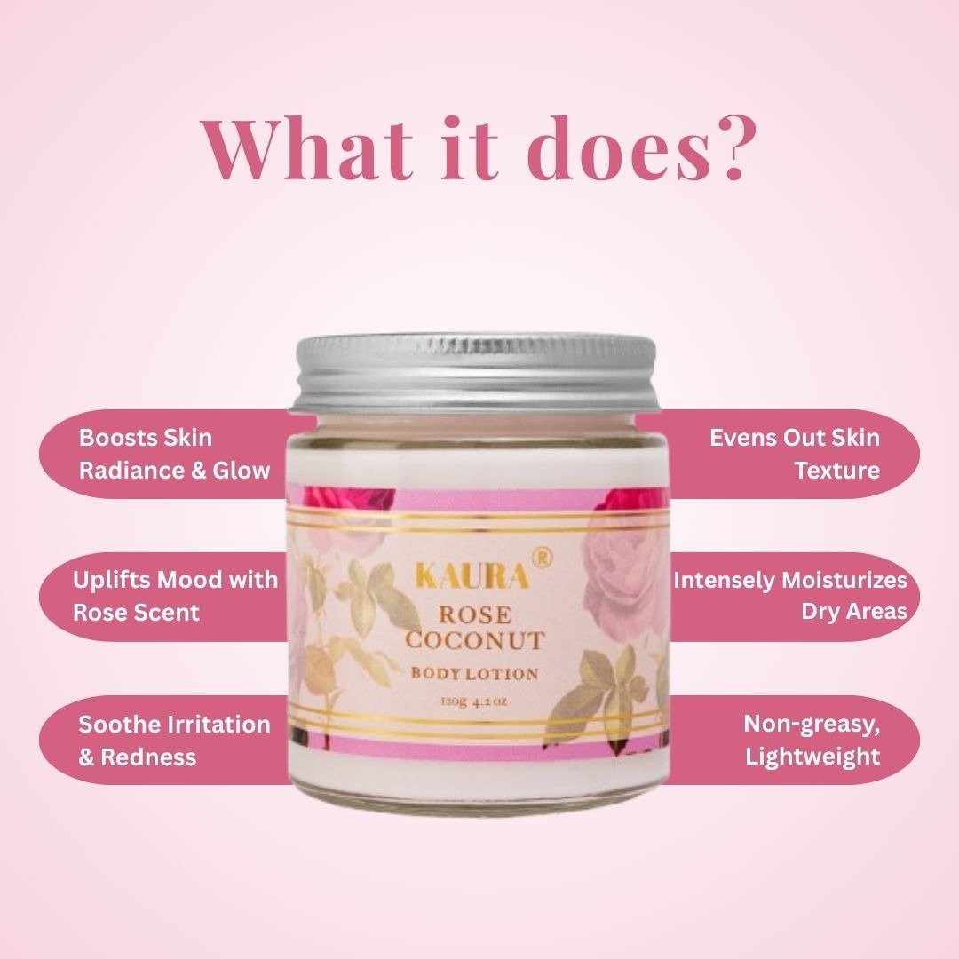 Rose Coconut Body Lotion for Soft & Moisturized Skin | 120g – Body Lotion by Kaura available on Brown Living™. . SKU: BL - KI - 061. Img 3.