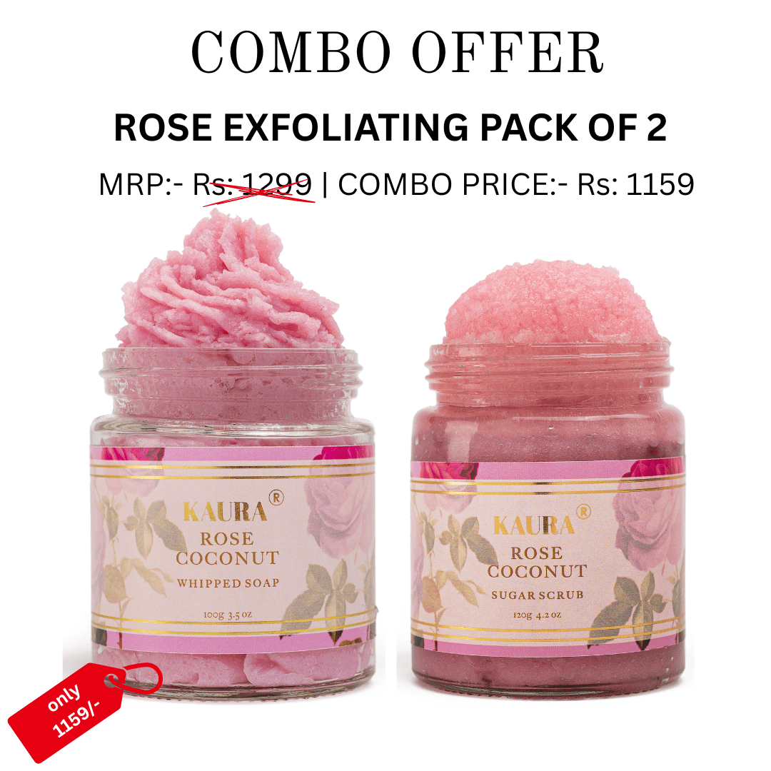 Rose Exfoliating Pack of 2 (Whipped Soap + Scrub) for Soft, Clear Skin – Body Scrub by Kaura available on Brown Living™. . SKU: BL - KI - 066. Img 10.