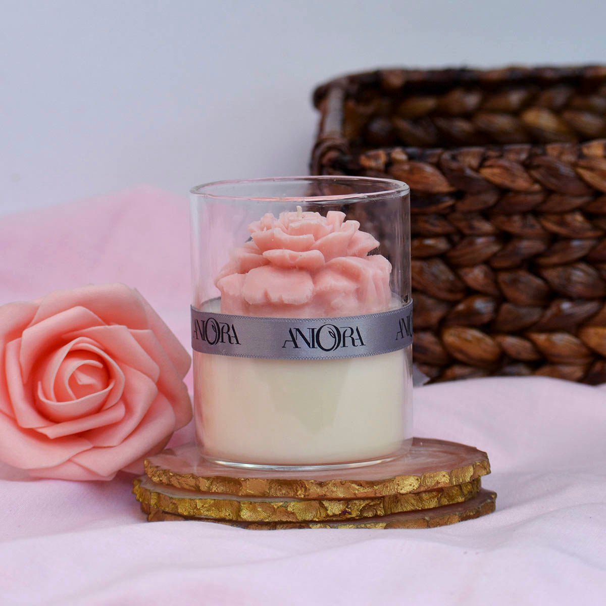 Rose Floral Jar Soy Wax Candle – Candles & Fragrances on Brown Living™. SKU: ANCA047_1. Img 2.