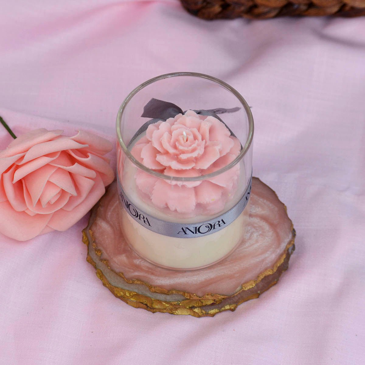 Rose Floral Jar Soy Wax Candle – Candles & Fragrances on Brown Living™. SKU: ANCA047_1. Img 3.