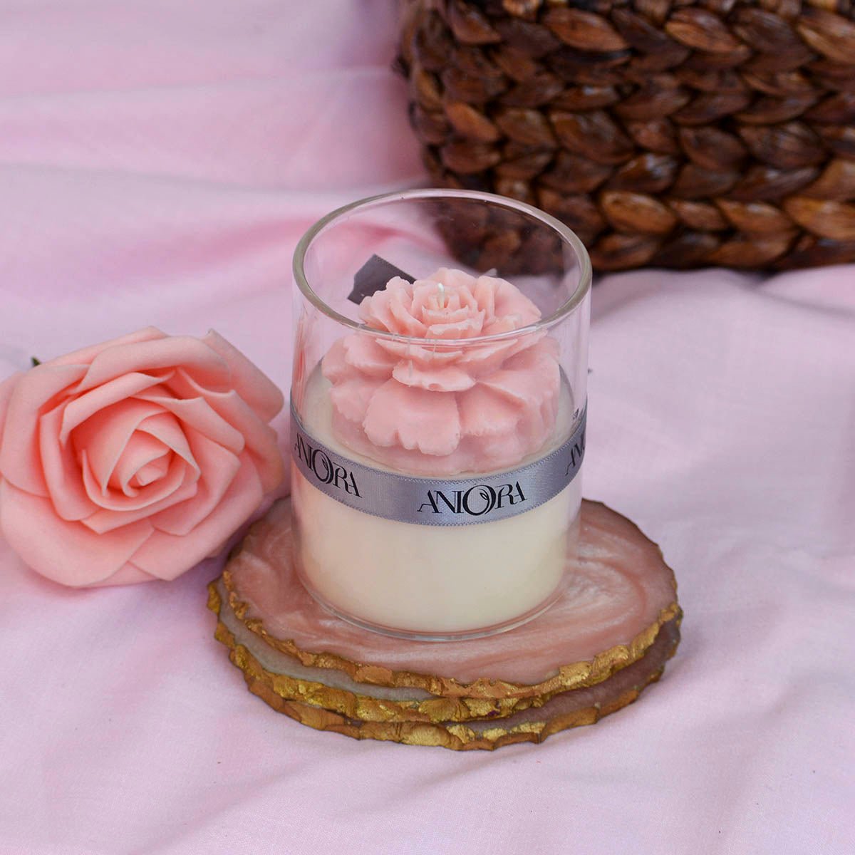 Rose Floral Jar Soy Wax Candle – Candles & Fragrances on Brown Living™. SKU: ANCA047_1. Img 1.