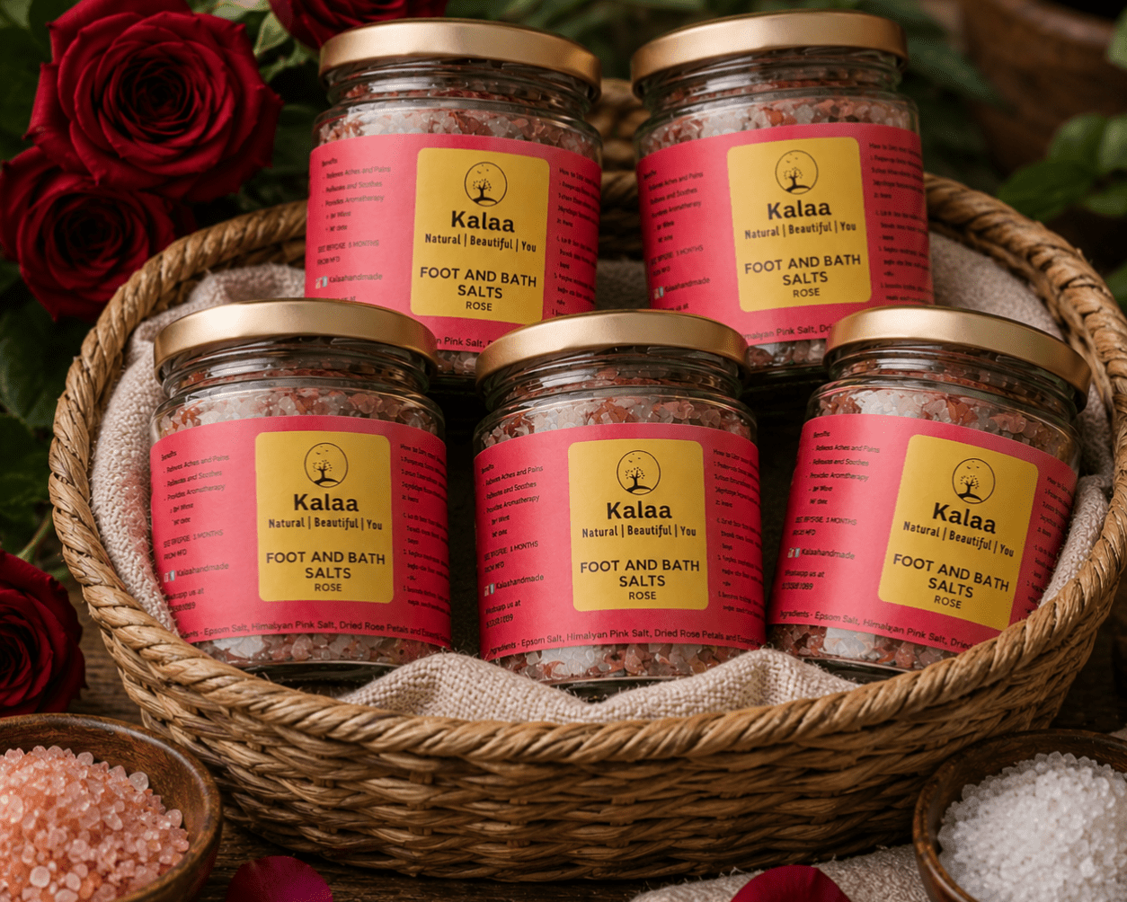 Rose Foot & Bath Salts 150g | Vegan Relaxing Soak – Bath Salt on Brown Living™. SKU: RSFBSL. Img 2.
