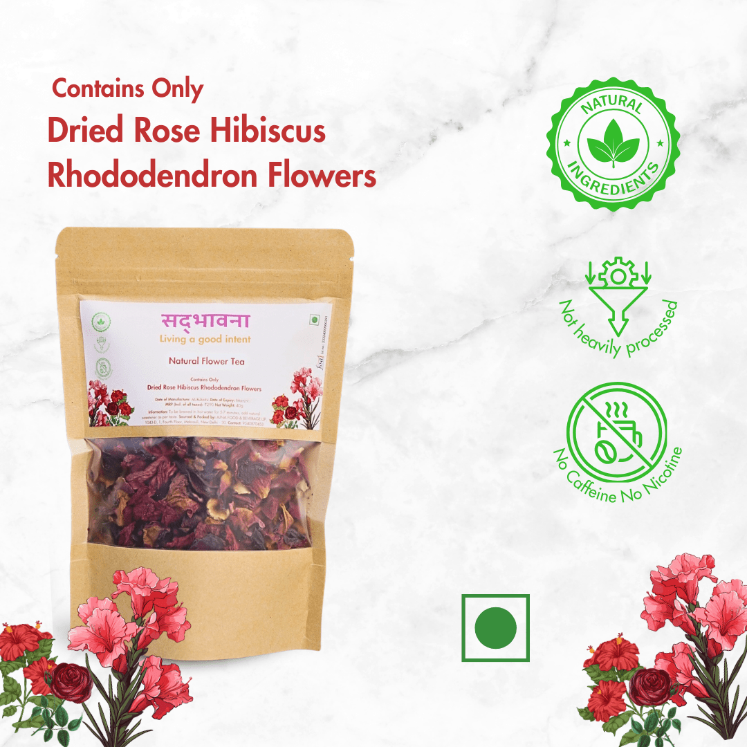 Rose Hibiscus Rhododendron Flower Tea 40g | Natural Floral Blend – Tea on Brown Living™. SKU: B0F67MYG27. Img 2.