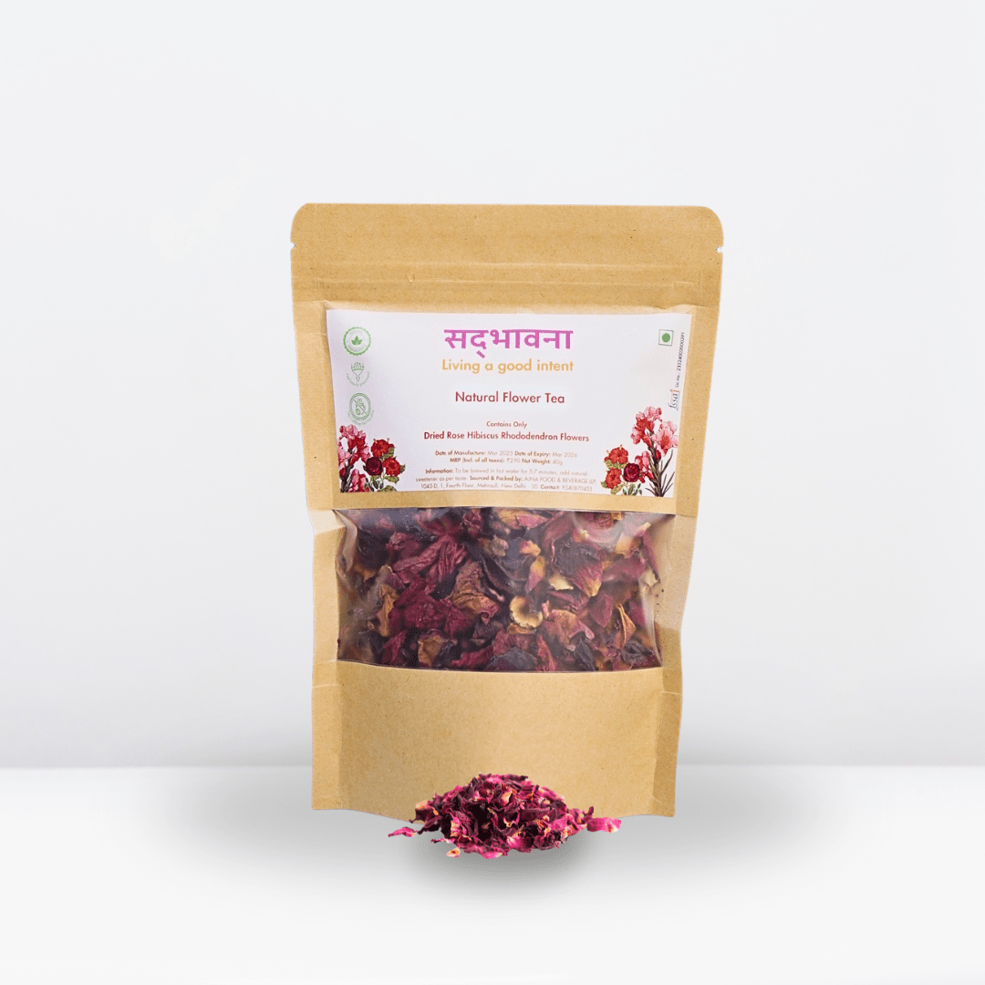 Rose Hibiscus Rhododendron Flower Tea 40g | Natural Floral Blend – Tea on Brown Living™. SKU: B0F67MYG27. Img 1.