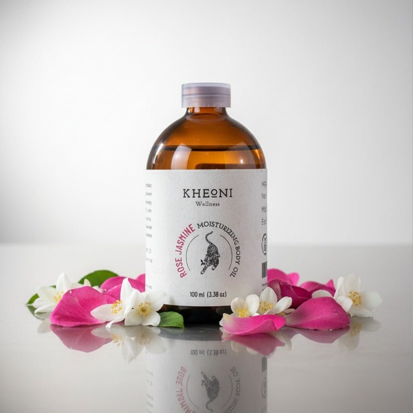 Rose Jasmine Moisturizing Body Oil - 100 ml – Body Oil on Brown Living™. SKU: FFBORJ10L. Img 10.