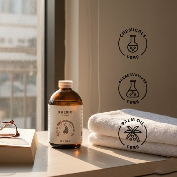 Rose Jasmine Moisturizing Body Oil - 100 ml – Body Oil on Brown Living™. SKU: FFBORJ10L. Img 5.