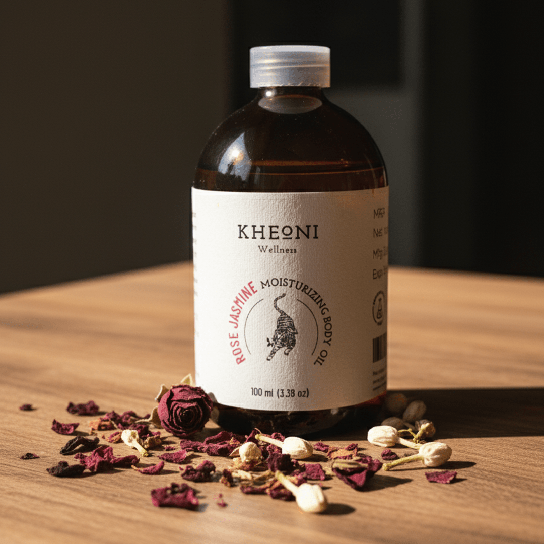 Rose Jasmine Moisturizing Body Oil – Hydrating Natural Body Care – Body Oil on Brown Living™. SKU: FFBORJ10L. Img 5.