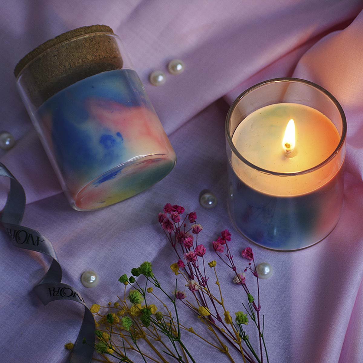 Rose Marble Color Soy Wax Candle – Candles & Fragrances on Brown Living™. SKU: ANCA019. Img 3.