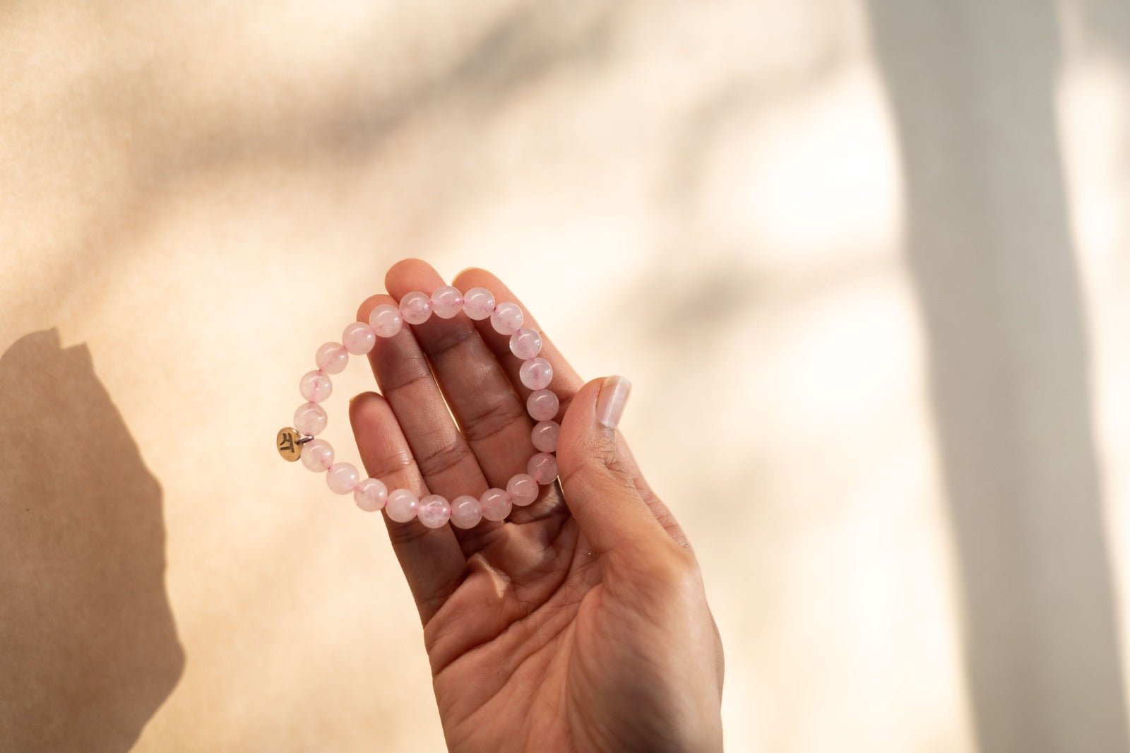 Rose Quartz Bracelet | Handmade Healing Crystal Jewelry – Womens Bracelets by Rā The Studio available on Brown Living™. . SKU: RA - BR - RQ - 01. Img 5.
