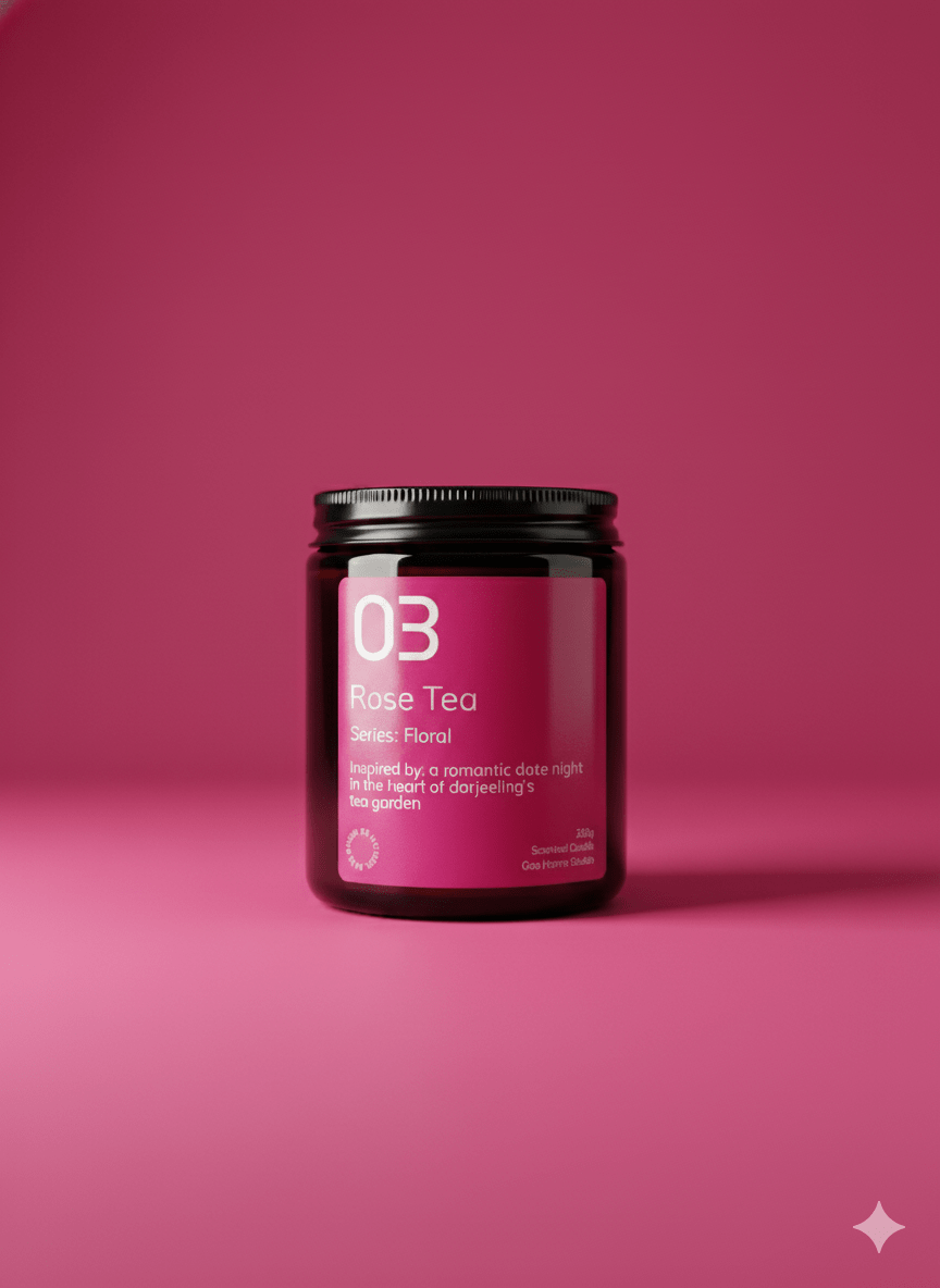 Rose Tea Soy Wax Candle | Rose Petal & Black Tea | Handmade & Vegan – Candles & Fragrances on Brown Living™. SKU: 03RTAJ200. Img 4.