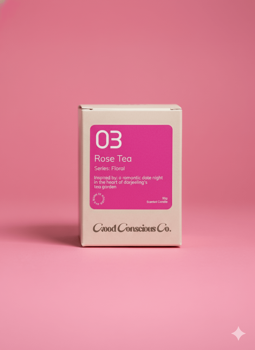 Rose Tea Soy Wax Candle | Rose Petal & Black Tea | Handmade & Vegan – Candles & Fragrances on Brown Living™. SKU: 03RTAJ90. Img 2.