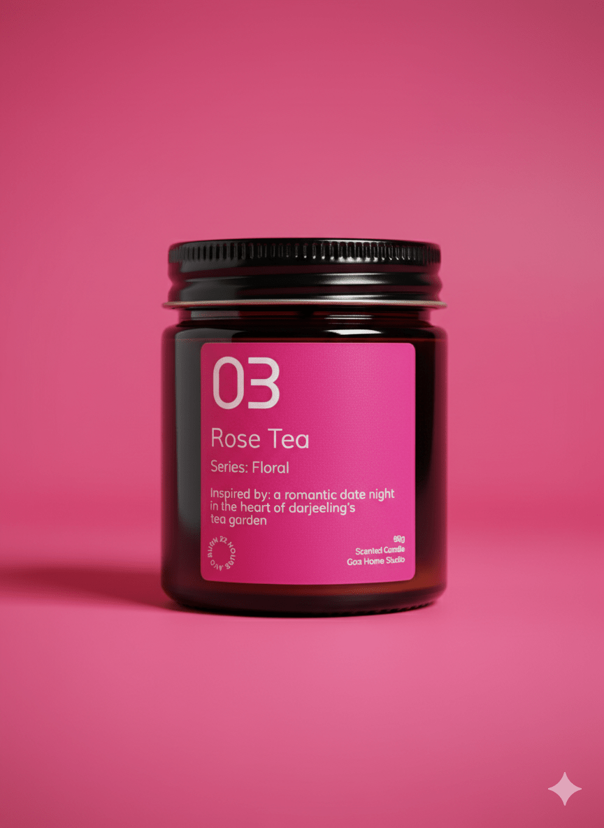 Rose Tea Soy Wax Candle | Rose Petal & Black Tea | Handmade & Vegan – Candles & Fragrances on Brown Living™. SKU: 03RTAJ90. Img 1.
