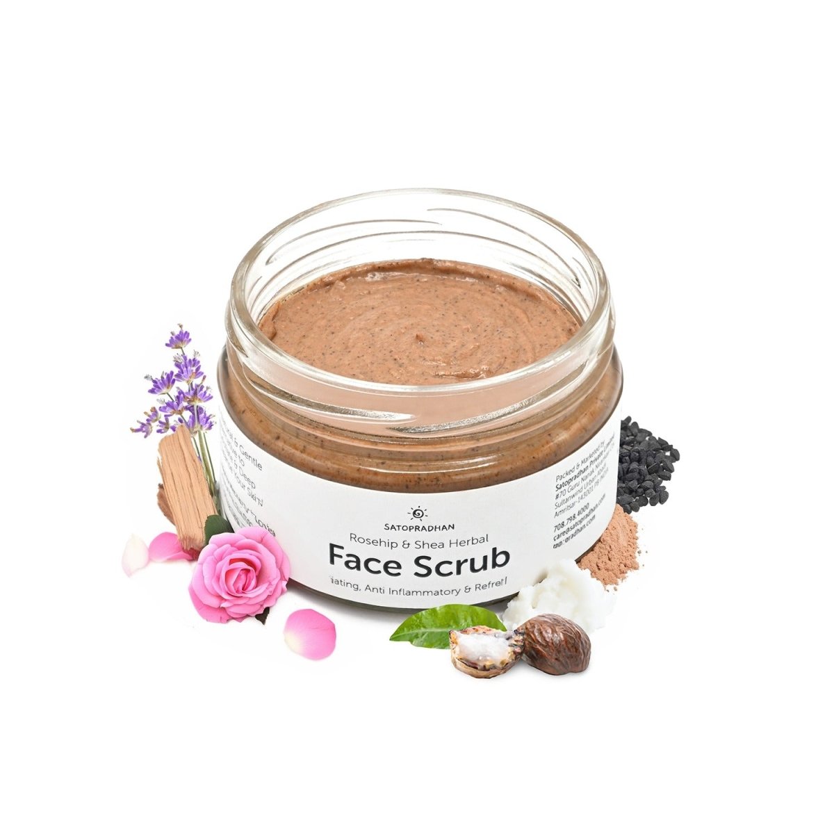 Rosehip & Shea Butter Exfoliating Herbal Scrub for Face & Body - 150g – Face Scrub on Brown Living™. SKU: 3BC_HFS - 15T. Img 1.