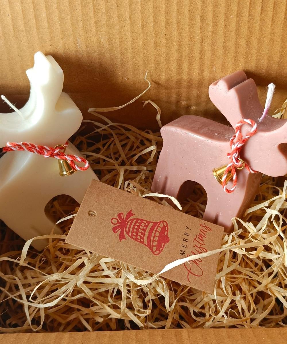 Rudolph The Reindeer Set of 2 Candles and Holiday Card | Verified Sustainable by Brown Living™