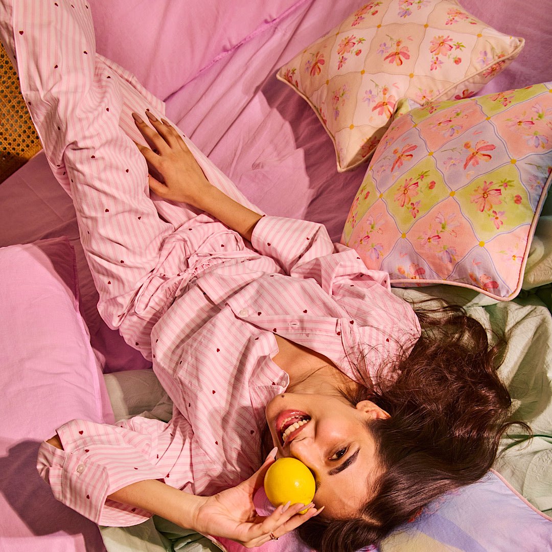 Ruha Handwoven Cushion Cover in Blush & Cream | Jaali Inspired Design – Home Decor on Brown Living™. SKU: CU004. Img 3.