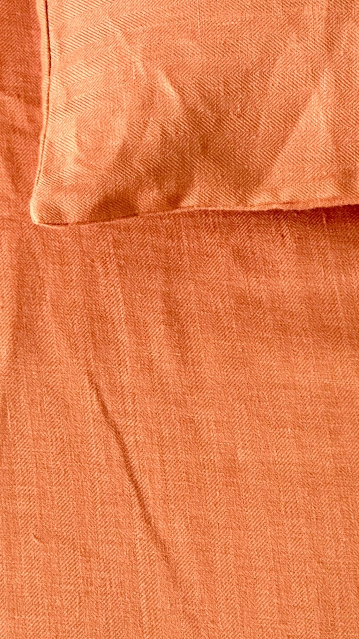 Rust Orange Hemp Herringbone Weave Bedsheet Set with Pillow Cases - Sawera | Verified Sustainable by Brown Living™