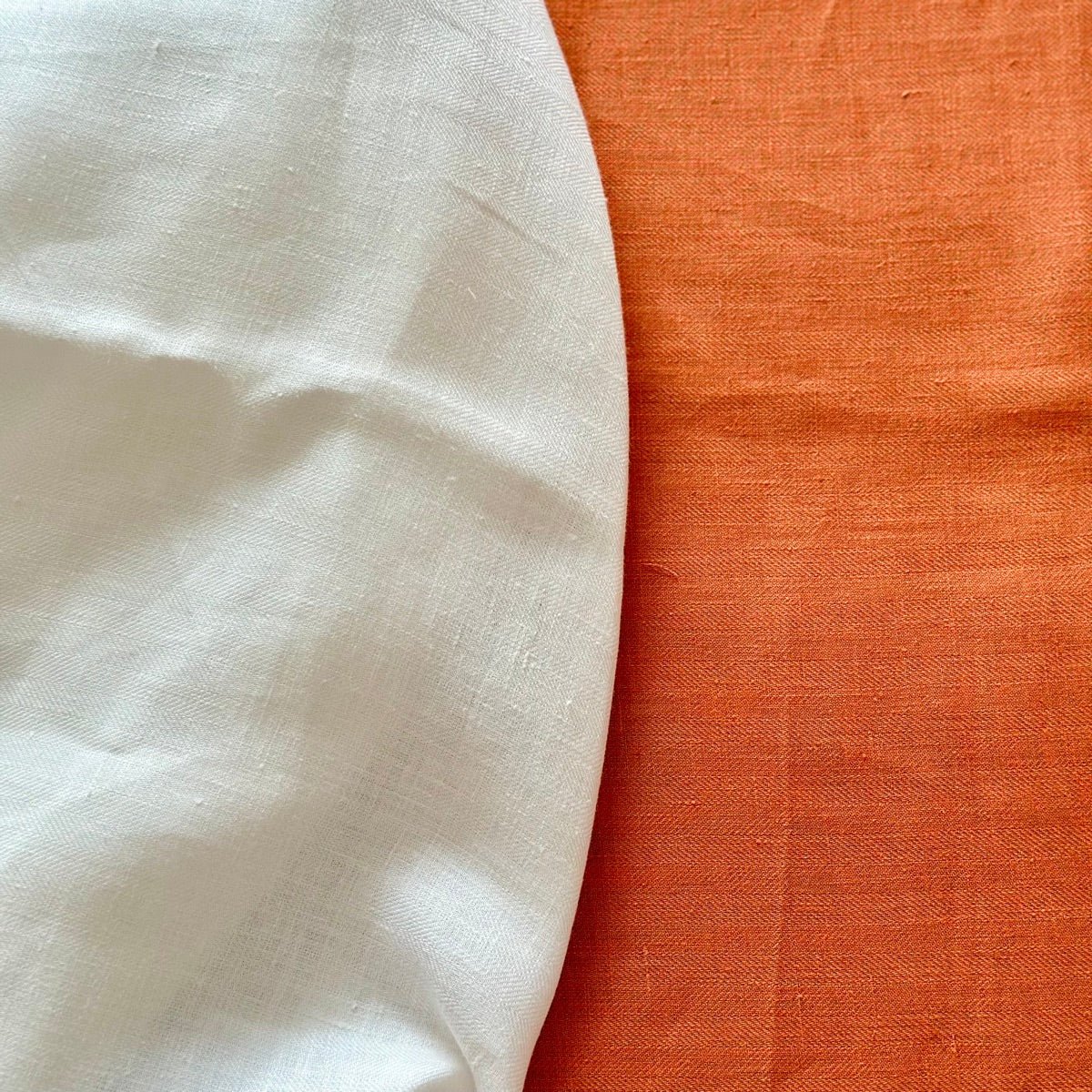Rust Orange Hemp Herringbone Weave Bedsheet Set with Pillow Cases - Sawera | Verified Sustainable by Brown Living™