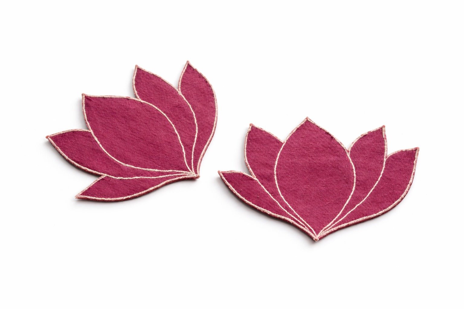 Rust Pink Lotus Fabric Coasters | Handcrafted Table Décor Set Of 4 – Coasters on Brown Living™. SKU: CA01. Img 2.