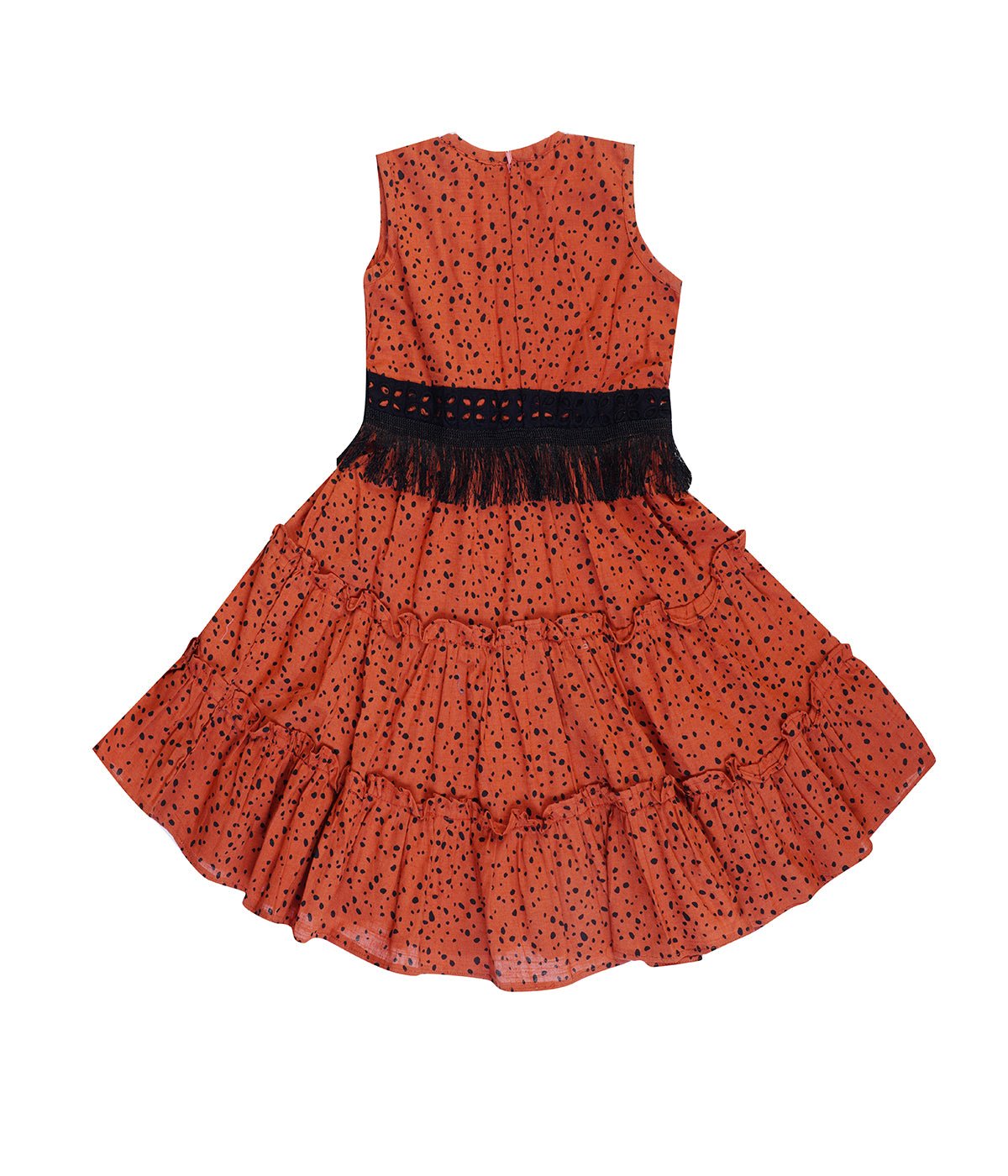 Rust Tiered Party Dress For Girls | Regular Fit Festive Wear – Kids Daywear Sets on Brown Living™. SKU: PG169_1. Img 4.