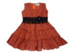 Rust Tiered Party Dress For Girls | Regular Fit Festive Wear – Kids Daywear Sets on Brown Living™. SKU: PG169_1. Img 1.