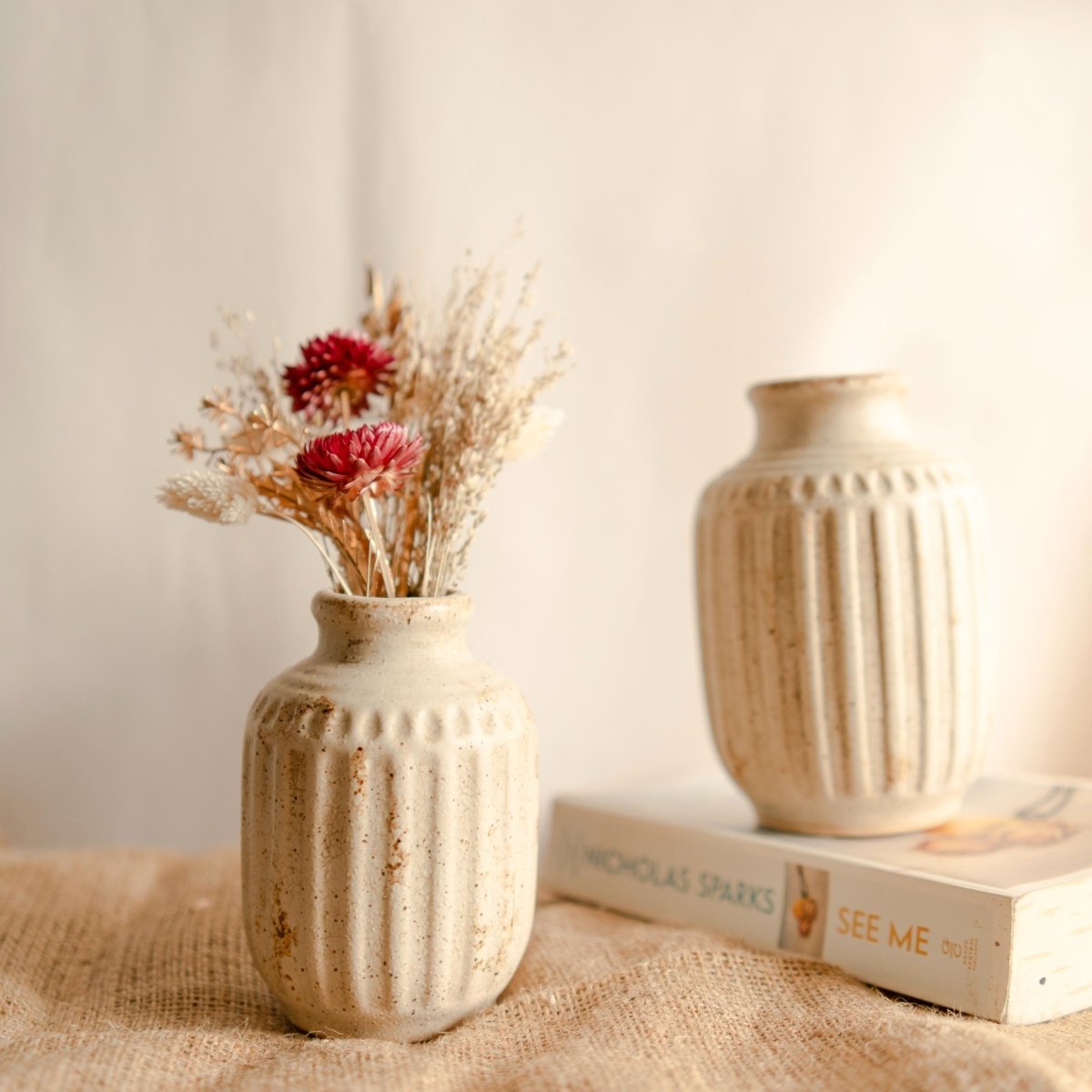 Rustic Bloom - Handmade Vase with Dried Flowers – Home Decor by ArteCasa available on Brown Living™. . SKU: V - 351. Img 6.