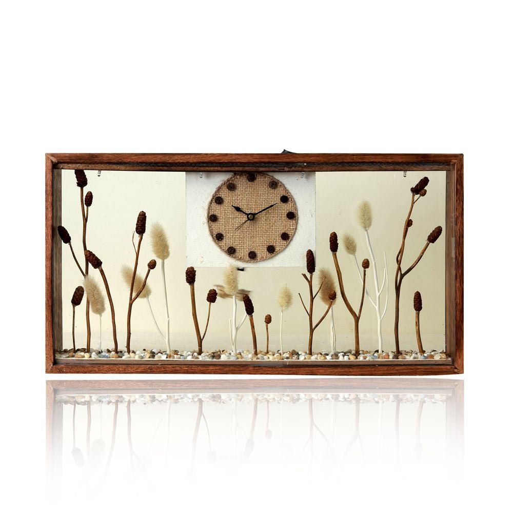 Rustic Harvest Natural Wood Clock | Handcrafted Desk Oragniser Clock – Home Decor on Brown Living™. SKU: CL-RH. Img 2.