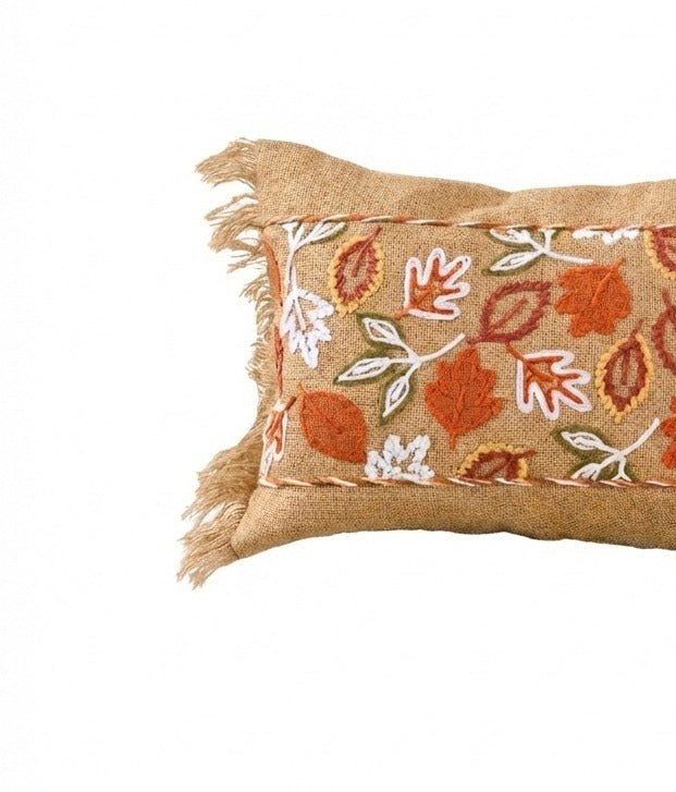 Rustic Petals Cotton Slub Cushion | Textured Decorative Cushion – Pillow on Brown Living™. SKU: TEE-25763. Img 4.