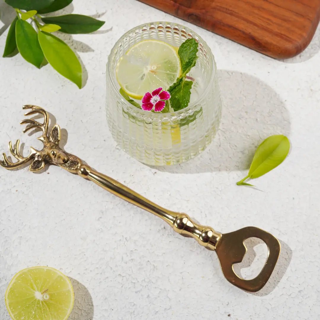 Saarang Bar Set | Lead - free Brass | Set of 4 l Available in Two Finish – Gift Giving by Pravaah India available on Brown Living™. Gold . SKU: HD007_G_BL. Img 4.