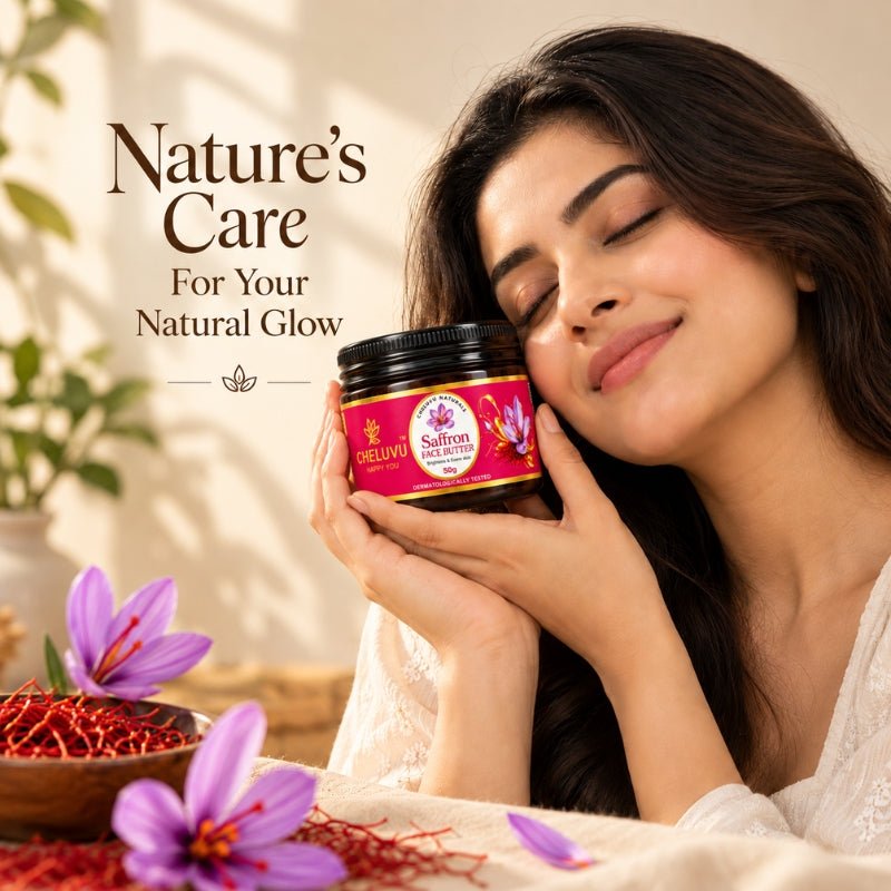 Saffron Face Butter for Skin Hydration and Glow – Face Moisturizer on Brown Living™. SKU: ch02-50g. Img 7.