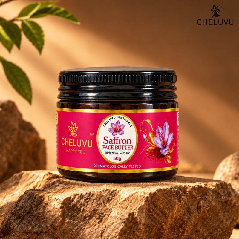Saffron Face Butter for Skin Hydration and Glow – Face Moisturizer on Brown Living™. SKU: ch02-50g. Img 1.