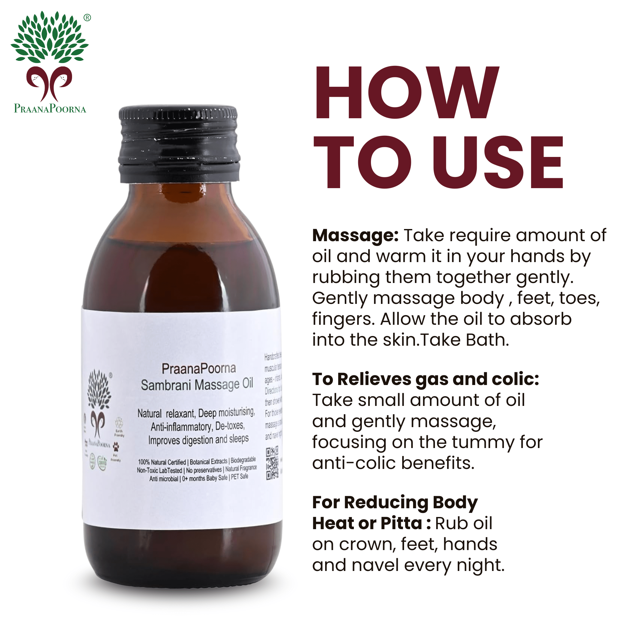 Sambrani Resin Infused Castor Massage Oil 100ml – Body Oil on Brown Living™. SKU: 133-08241-praanapoorna-SKUB7. Img 4.