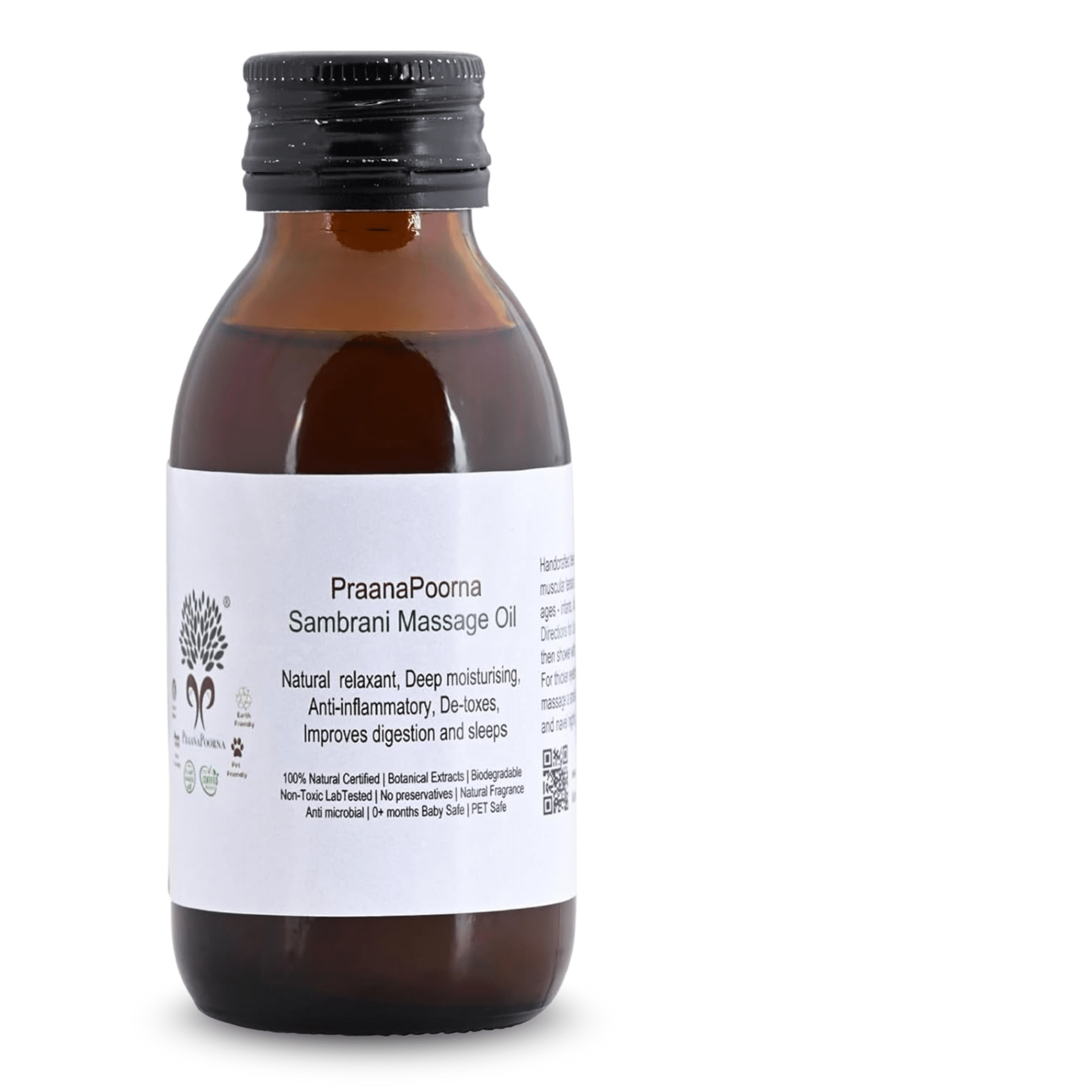 Sambrani Resin Infused Castor Massage Oil 100ml – Body Oil on Brown Living™. SKU: 133-08241-praanapoorna-SKUB7. Img 1.