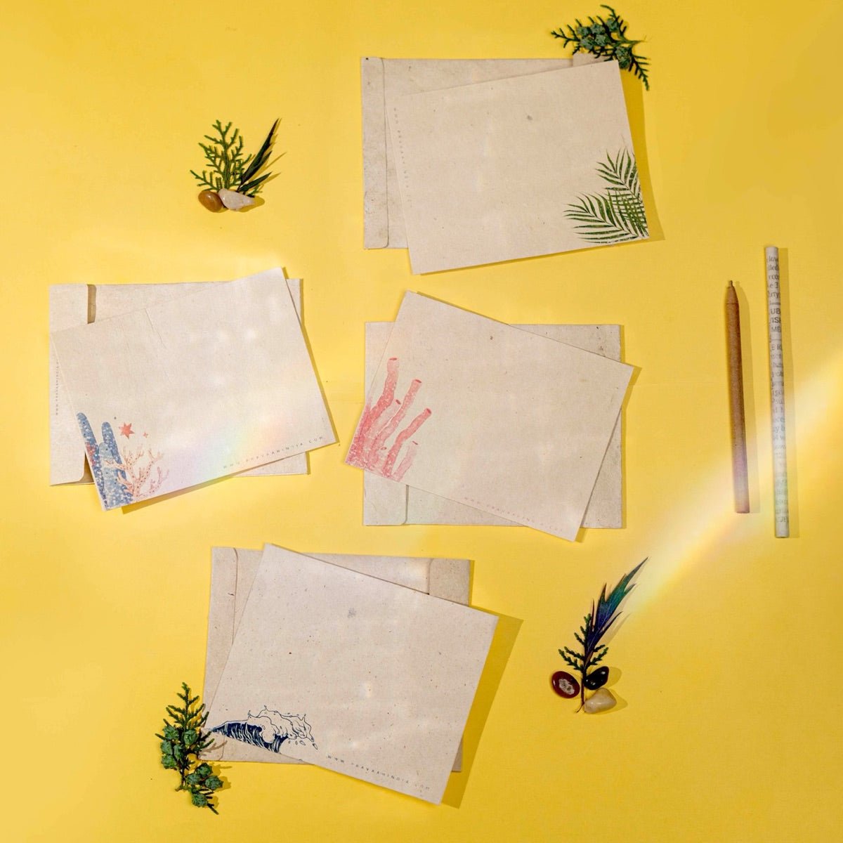Samudra Handmade Hemp Paper Note Cards Set | Verified Sustainable by Brown Living™