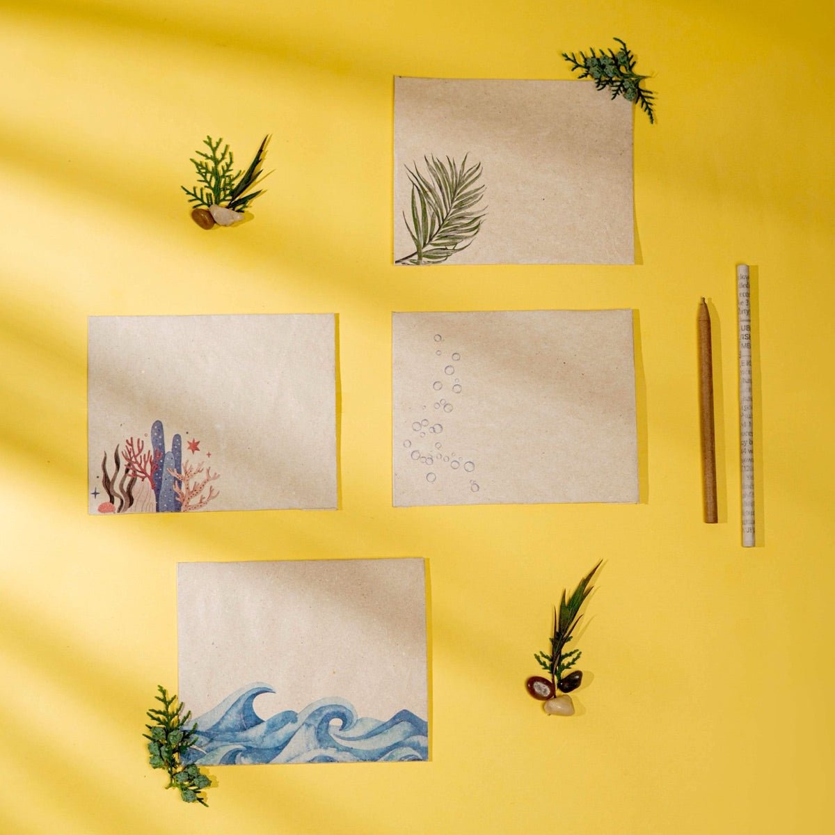 Samudra Handmade Hemp Paper Note Cards Set | Verified Sustainable by Brown Living™