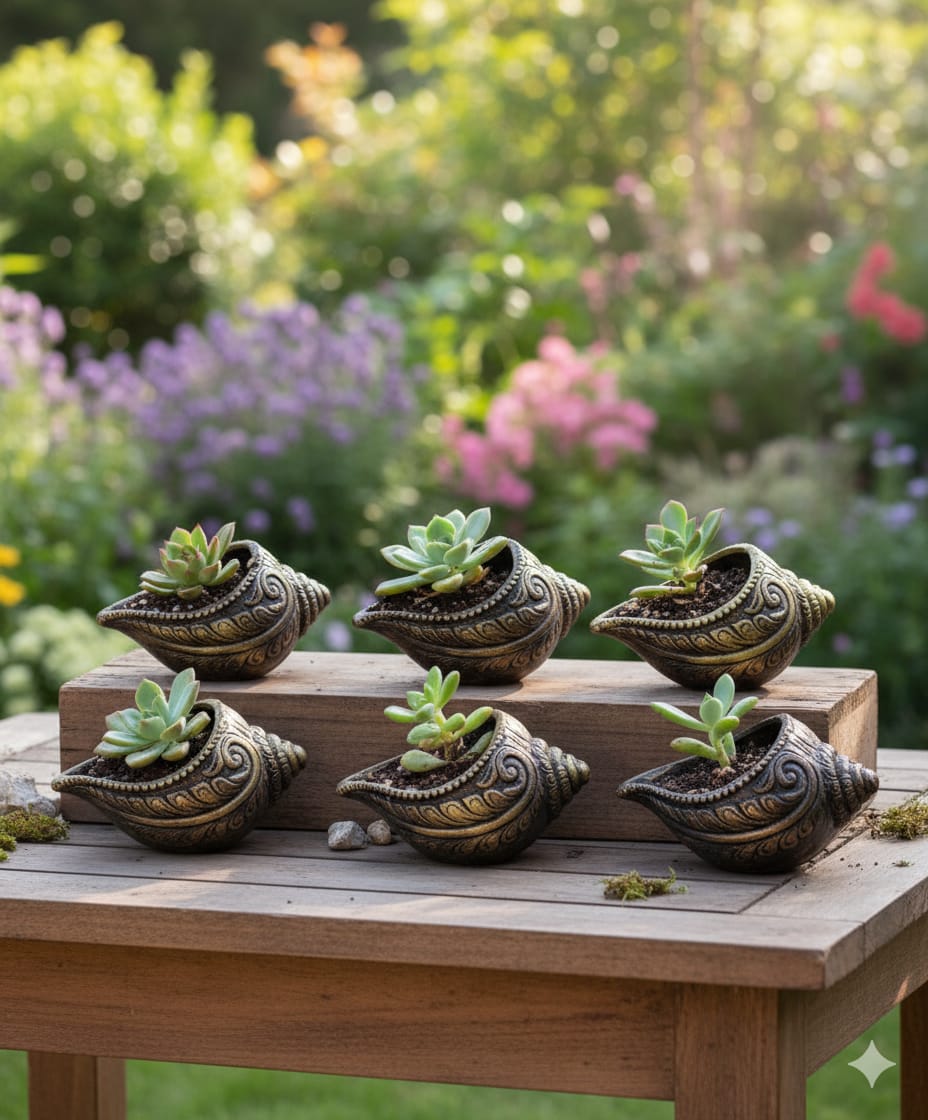Sankh Planter 5 Inch | Decorative Terracotta Indoor & Outdoor Pot – Home & Garden on Brown Living™. SKU: PL15-2. Img 5.