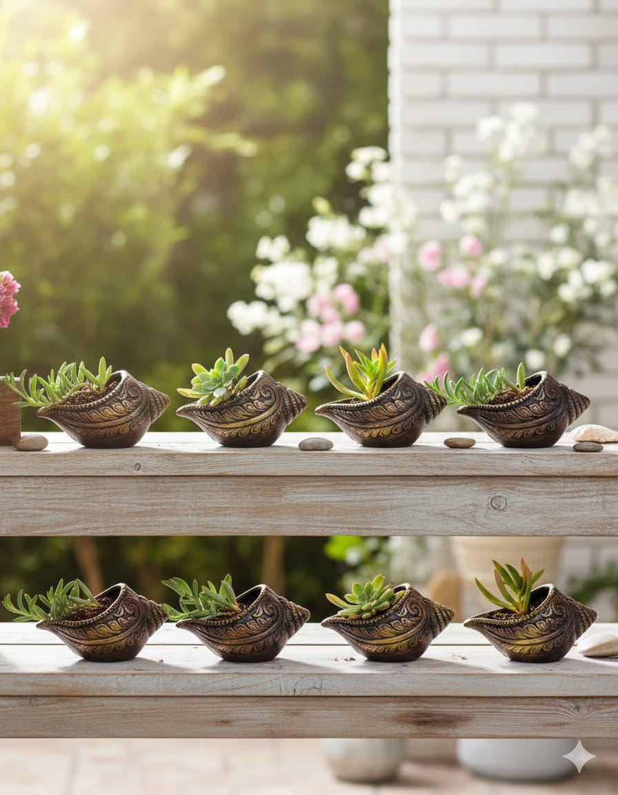 Sankh Planter 5 Inch | Decorative Terracotta Indoor & Outdoor Pot – Home & Garden on Brown Living™. SKU: PL15-4. Img 10.