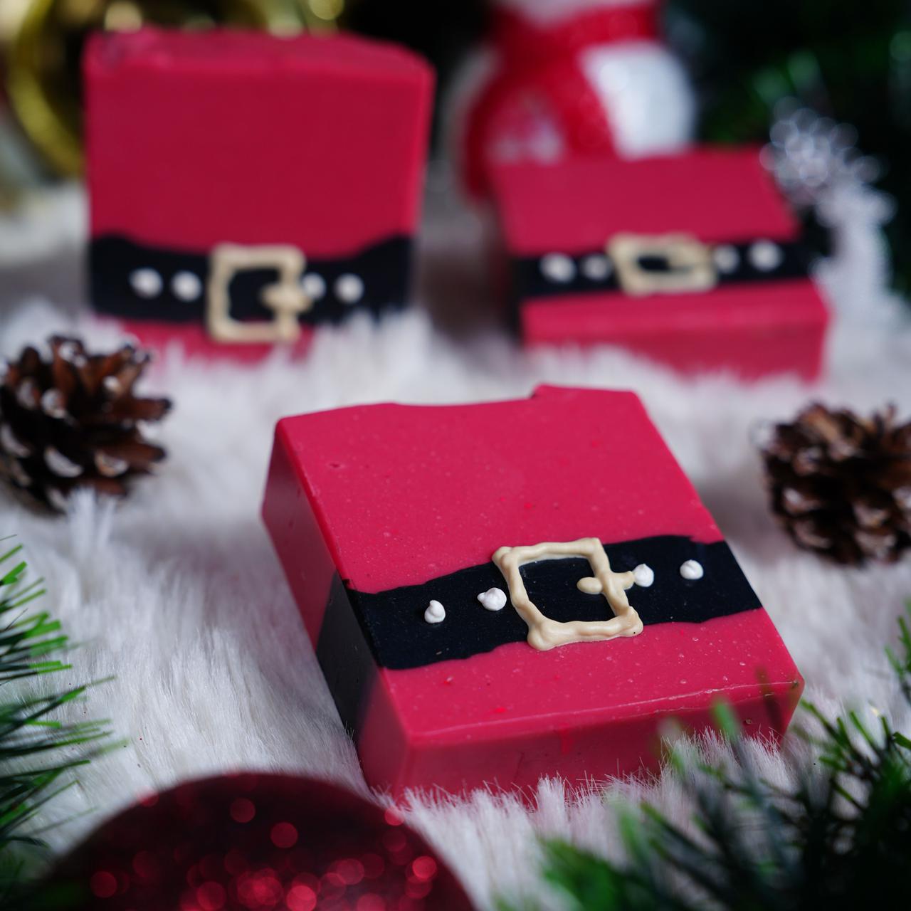 Santa Bar Soap | Handmade Festive Christmas Soap for Holiday Gifting – Body Soap on Brown Living™. SKU: SLTYSECRT-14. Img 3.