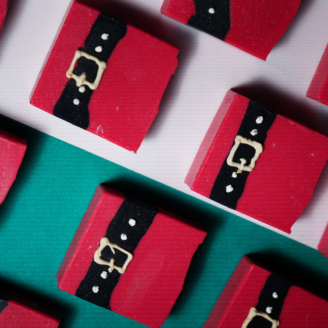 Santa Bar Soap | Handmade Festive Christmas Soap for Holiday Gifting – Body Soap on Brown Living™. SKU: SLTYSECRT-14. Img 2.